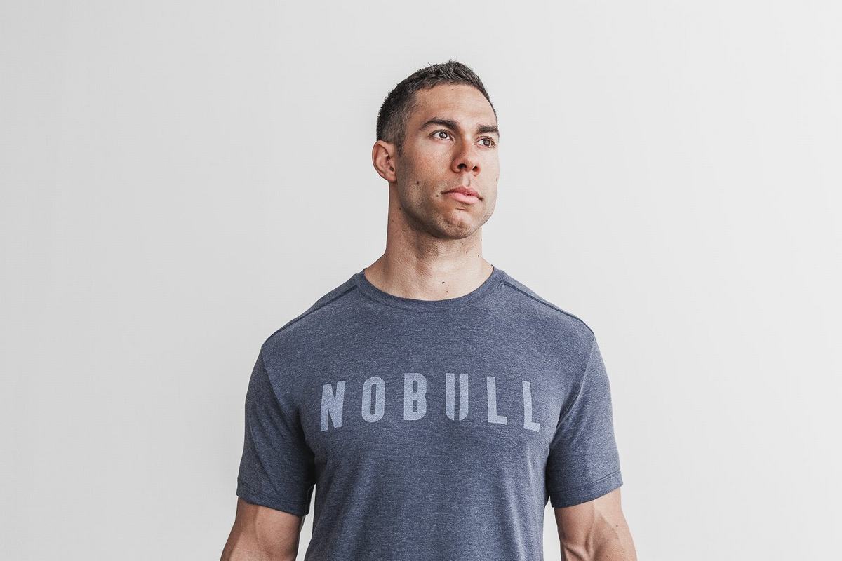 Nobull Men\'s T Shirts Navy | Australia (NF3871)